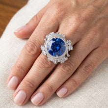 Afbeelding in Gallery-weergave laden, Witgoud 14K Peervormige Blauwe Saffier Met IGI GECERTIFICEERDE Diamanten Ring 9.50 Karaat
