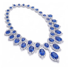 Afbeelding in Gallery-weergave laden, Witgoud 291.17 Karaat Blauwe Saffier &amp; Witte IGI GECERTIFICEERDE Diamanten Halsketting Sieraden
