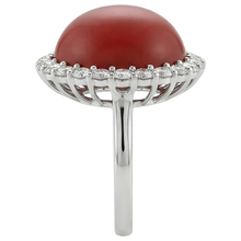 Afbeelding in Gallery-weergave laden, Witgouden 14K 15 karaat verlovingsring met rood koraal en Natuurlijke echte diamanten ( niet in een laboratorium gekweekt )
