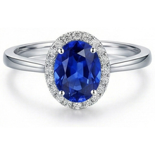 Afbeelding in Gallery-weergave laden, Witgouden 14K 2.30 Ct Ceylon Sapphire Diamonds Ring Nieuw
