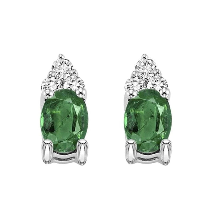 Witgouden 14K 5,60 karaat groene smaragd en diamanten oorknopjes Nieuw