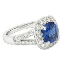Afbeelding in Gallery-weergave laden, echte round saffier 3.60karaat ring close-up detail
