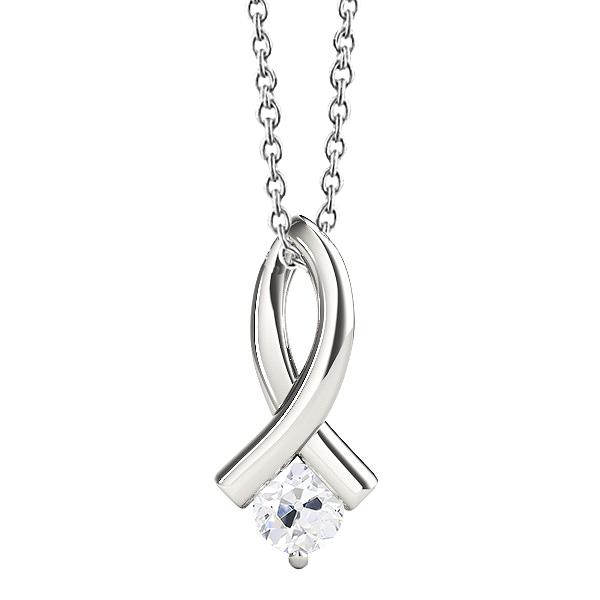 Witgouden 14K Echt Diamanten Solitaire Hanger Rond oud Geslepen 1 Karaat