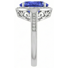Afbeelding in Gallery-weergave laden, Witgouden 14K Hart Tanzaniet en Diamanten Ring 7.76 Ct Sieraden
