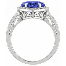 Afbeelding in Gallery-weergave laden, Witgouden 14K Hart Tanzaniet en Diamanten Ring 7.76 Ct Sieraden

