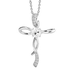 Witgouden 14K Kruis Hanger Oude Mijn Geslepen Echt Diamant 2 karaat
