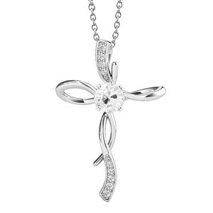 Witgouden 14K Kruis Hanger Oude Mijn Geslepen Echt Diamant 2 karaat