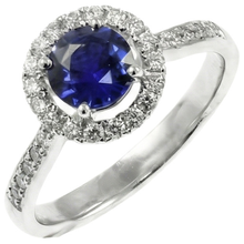 Afbeelding in Gallery-weergave laden, Witgouden 14K Sri Lanka saffier ronde geslepen 2.5 karaat Natuurlijke echte diamanten ( niet in een laboratorium gekweekt ) ring
