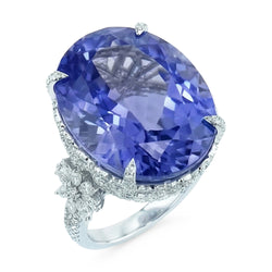 Witgoud 14K Kussen Ceylonsaffier Natuurlijke uit de aarde gewonnen Diamant 6 Karaat Ring
