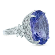 Afbeelding in Gallery-weergave laden, Witgoud 14K Kussen Ceylonsaffier Natuurlijke uit de aarde gewonnen Diamant 6 Karaat Ring
