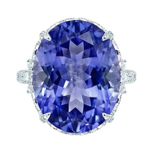 Afbeelding in Gallery-weergave laden, Witgoud 14K Kussen Ceylonsaffier Natuurlijke uit de aarde gewonnen Diamant 6 Karaat Ring
