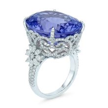 Afbeelding in Gallery-weergave laden, Witgoud 14K Kussen Ceylonsaffier Natuurlijke uit de aarde gewonnen Diamant 6 Karaat Ring
