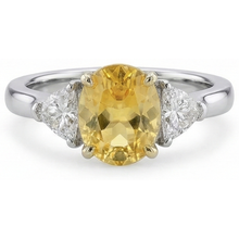 Afbeelding in Gallery-weergave laden, Witgouden 14K ovale gele saffier en triljoen Natuurlijke echte diamanten ( niet in een laboratorium gekweekt ) 4 ct ring
