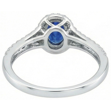 Afbeelding in Gallery-weergave laden, Witgouden 14K ovale geslepen Ceylon blauwe saffier 3 karaat Natuurlijke echte diamanten ( niet in een laboratorium gekweekt ) ring
