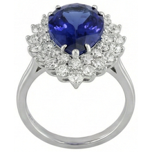 Afbeelding in Gallery-weergave laden, Witgouden 14K peer tanzaniet met ronde Natuurlijke echte diamanten ( niet in een laboratorium gekweekt ) 3.75 ct ring nieuw
