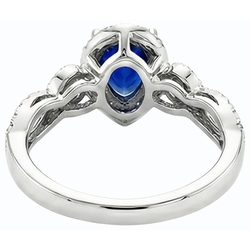 Witgouden Halo Blauwe Saffier Ring & Diamanten 4 Karaat