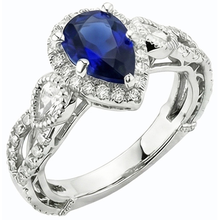 Afbeelding in Gallery-weergave laden, Witgouden Halo Blauwe Saffier Ring &amp; Diamanten 4 Karaat
