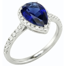 Afbeelding in Gallery-weergave laden, Witgouden Halo Ceylon Sapphire Ring met geaccentueerde Natuurlijke echte diamant ( niet in het laboratorium gekweekt )en 4 karaat
