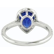 Afbeelding in Gallery-weergave laden, Witgouden Halo Ceylon Sapphire Ring met geaccentueerde Natuurlijke echte diamant ( niet in het laboratorium gekweekt )en 4 karaat
