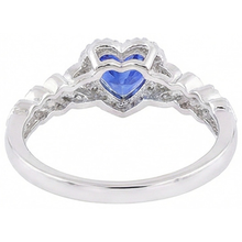 Afbeelding in Gallery-weergave laden, Witgouden Halo Hart Blauwe Saffier Ring Bladstijl 2,50 Karaat
