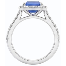 Afbeelding in Gallery-weergave laden, Witgouden Halo-trouwring Emerald Ceylon Sapphire 3,50 karaat
