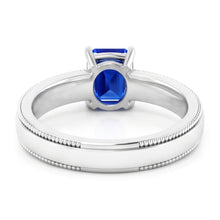 Afbeelding in Gallery-weergave laden, Witgouden Herenring Solitaire Ceylon Saffier 1,50 Ct Milgrain Schacht
