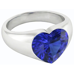Echte Witgouden Solitaire Ring Bezel Set Hart Srilanka Sapphire 3 Karaat