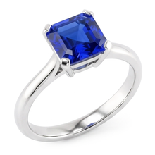 Afbeelding in Gallery-weergave laden, Witgouden Solitaire Ring Blauwe Saffier Asscher Geslepen 2 Karaat
