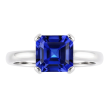 Afbeelding in Gallery-weergave laden, Witgouden Solitaire Ring Blauwe Saffier Asscher Geslepen 2 Karaat
