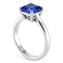 Afbeelding in Gallery-weergave laden, Witgouden Solitaire Ring Blauwe Saffier Asscher Geslepen 2 Karaat
