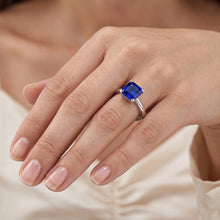 Afbeelding in Gallery-weergave laden, Witgouden Solitaire Ring Blauwe Saffier Asscher Geslepen 2 Karaat
