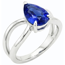 Afbeelding in Gallery-weergave laden, echte pear saffier 2.50karaat ring close-up detail
