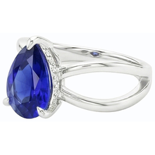 Afbeelding in Gallery-weergave laden, echte pear saffier 2.50karaat ring op wit
