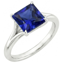 Afbeelding in Gallery-weergave laden, Natuurlijke (niet labgekweekte) Witgouden Solitaire Ring Princess Blauwe Saffier Split Shank 5 Karaat
