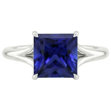 Afbeelding in Gallery-weergave laden, Natuurlijke (niet labgekweekte) Witgouden Solitaire Ring Princess Blauwe Saffier Split Shank 5 Karaat

