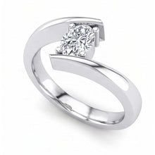 Afbeelding in Gallery-weergave laden, Witgouden Sprankelende Ovaal Geslepen Solitaire Echt Diamanten Trouwring
