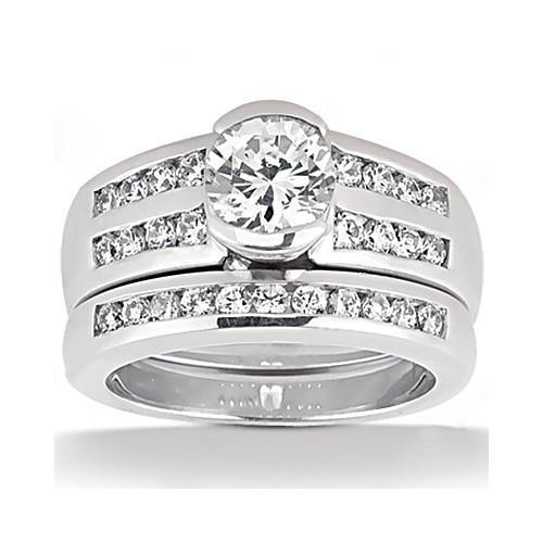 Witgouden diamanten verlovingsring en band set 1,80 Cts. - harrychadent.nl