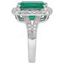 Afbeelding in Gallery-weergave laden, Witgouden groene smaragd en Natuurlijke echte diamanten ( niet in een laboratorium gekweekt ) sieraden 5.80 karaat edelsteenring
