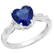 Afbeelding in Gallery-weergave laden, Witgouden hart Natuurlijke echte diamant ( niet in het laboratorium gekweekt )en ring blauwe saffier oneindigheid stijl 3,50 karaat
