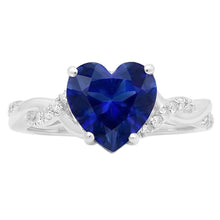 Afbeelding in Gallery-weergave laden, Witgouden hart Natuurlijke echte diamant ( niet in het laboratorium gekweekt )en ring blauwe saffier oneindigheid stijl 3,50 karaat
