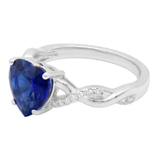 Afbeelding in Gallery-weergave laden, Witgouden hart Natuurlijke echte diamant ( niet in het laboratorium gekweekt )en ring blauwe saffier oneindigheid stijl 3,50 karaat
