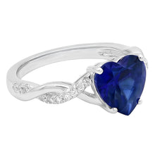 Afbeelding in Gallery-weergave laden, Witgouden hart Natuurlijke echte diamant ( niet in het laboratorium gekweekt )en ring blauwe saffier oneindigheid stijl 3,50 karaat

