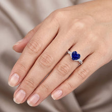 Afbeelding in Gallery-weergave laden, Witgouden hart Natuurlijke echte diamant ( niet in het laboratorium gekweekt )en ring blauwe saffier oneindigheid stijl 3,50 karaat
