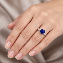Afbeelding in Gallery-weergave laden, Witgouden hart Natuurlijke echte diamant ( niet in het laboratorium gekweekt )en ring blauwe saffier oneindigheid stijl 3,50 karaat
