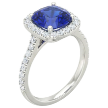 Afbeelding in Gallery-weergave laden, echte round saffier 2.45karaat ring close-up detail
