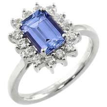 Afbeelding in Gallery-weergave laden, Witgoud 14K 7 Ct Tanzaniet en uit de aarde gewonnen Diamanten Ring Nieuw
