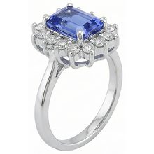 Afbeelding in Gallery-weergave laden, Witgoud 14K 7 Ct Tanzaniet en uit de aarde gewonnen Diamanten Ring Nieuw
