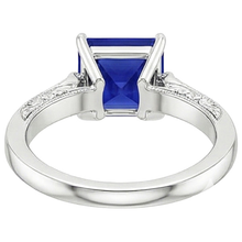 Afbeelding in Gallery-weergave laden, Witgoud 3-Steens Natuurlijke uit de aarde gewonnen Diamant &amp; Princess Blauwe Saffier Ring 5.25 Karaat
