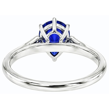 Afbeelding in Gallery-weergave laden, Witgouden ring met 3 stenen Peer Ceylon saffier &amp; Natuurlijke echte diamant ( niet in het laboratorium gekweekt )en 1,75 karaat
