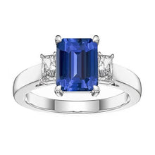 Afbeelding in Gallery-weergave laden, Witgouden ring met 3 stenen smaragd saffier 2,75 karaat stralende Natuurlijke echte diamant ( niet in het laboratorium gekweekt )en
